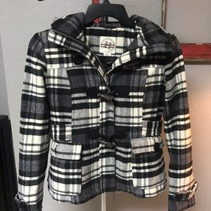 Plaid pea coat/ Heavy Jacket